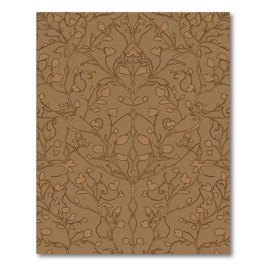 Brown Botanical Vine Damask Rug