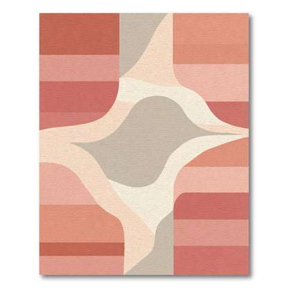 Terracotta Blush Abstract Stripe Wave Rug