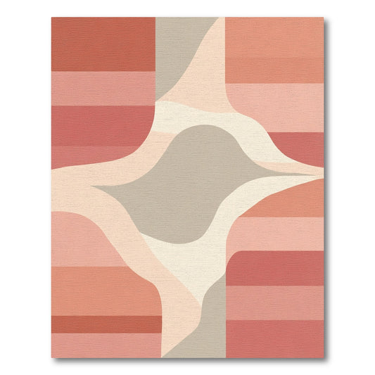 Terracotta Blush Abstract Stripe Wave Rug
