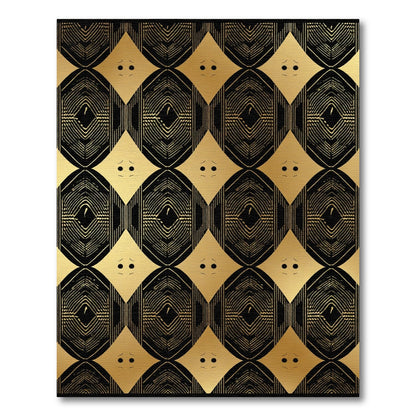Golden Black Diamond Oval Lattice Rug