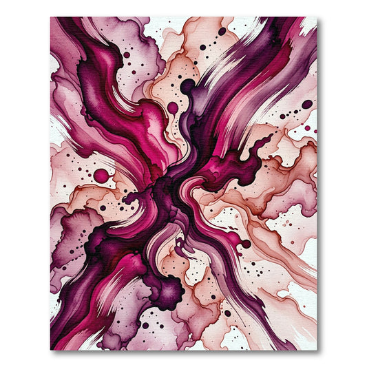 Magenta Fluid Flowing Abstract Wave Rug