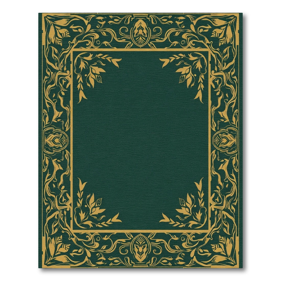 Deep Emerald Golden Floral Border Rug