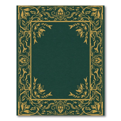 Deep Emerald Golden Floral Border Rug