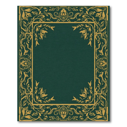 Deep Emerald Golden Floral Border Rug