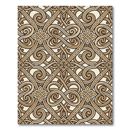 Ornate Brown Medieval Scroll Rug