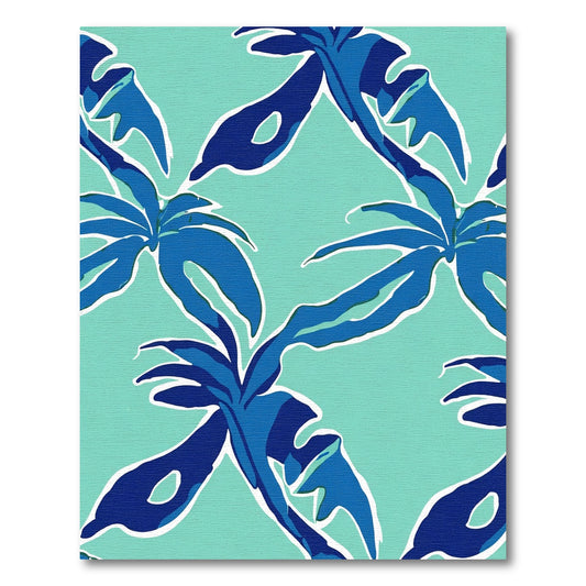 Bold Blue Tropical Leaf Collage Rug