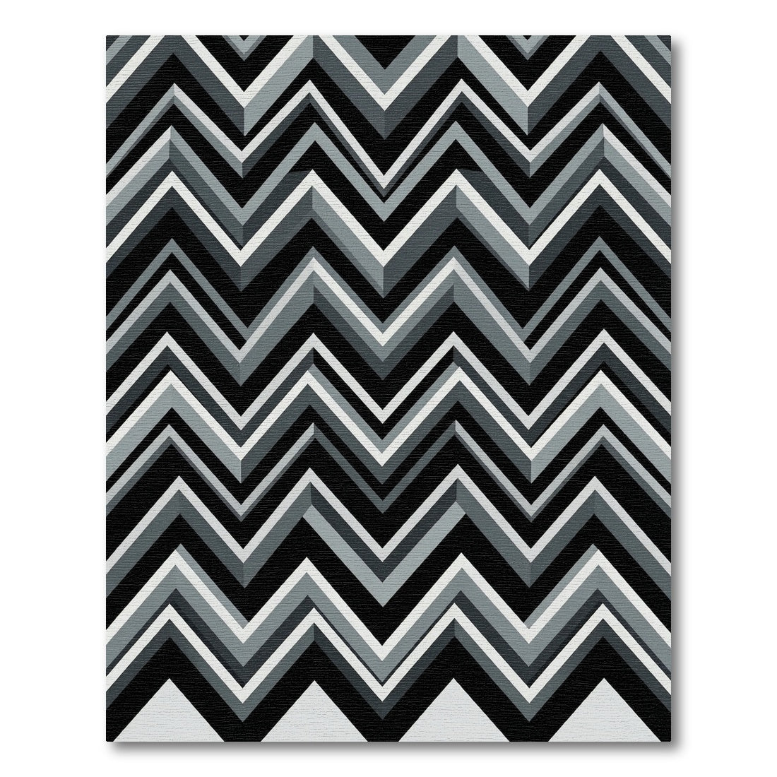 Monochromatic Abstract Zigzag Chevron Geometric Rug