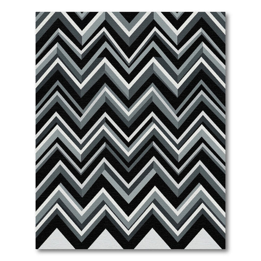 Monochromatic Abstract Zigzag Chevron Geometric Rug