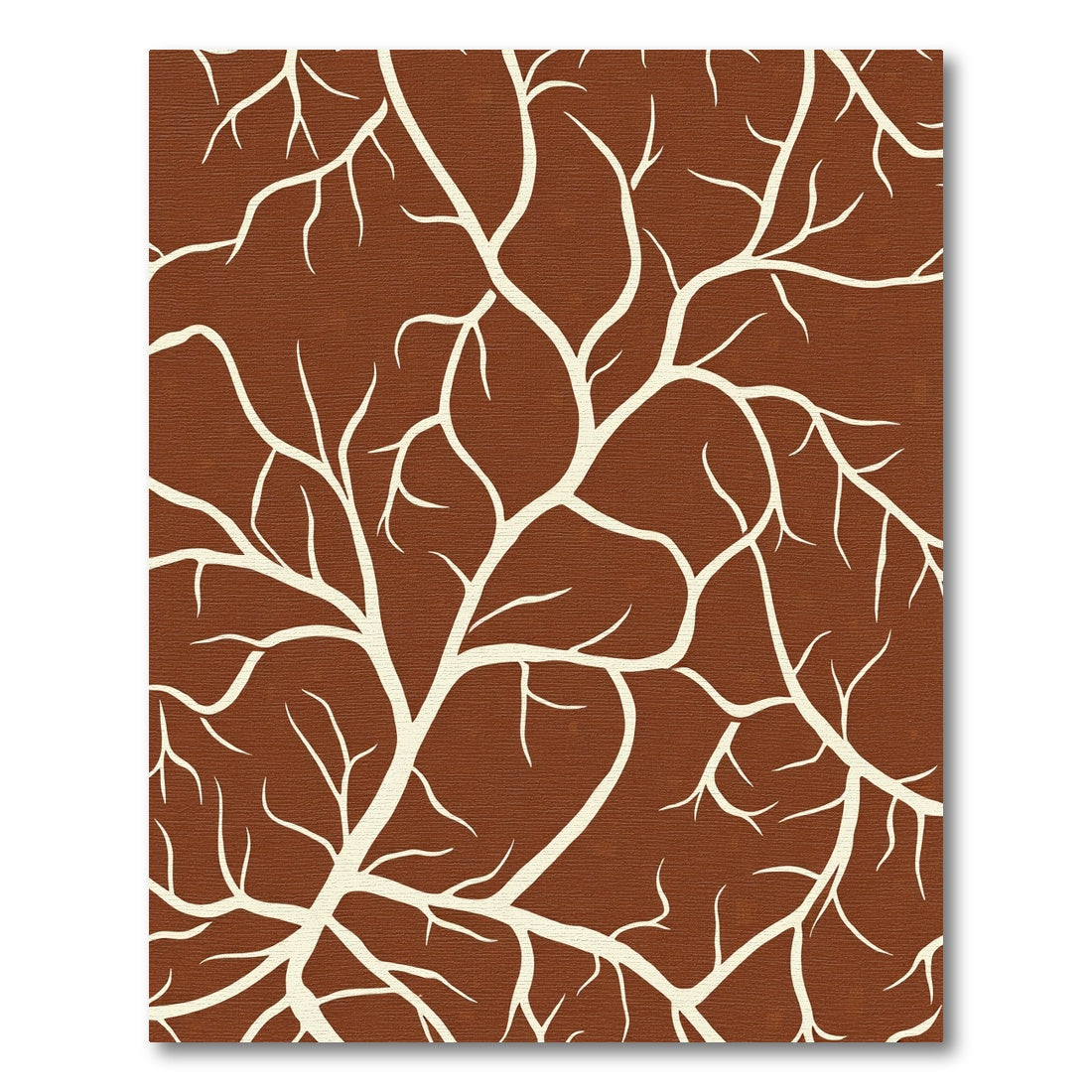 Brown Background White Branch Art Rug