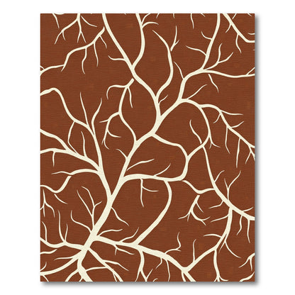 Brown Background White Branch Art Rug