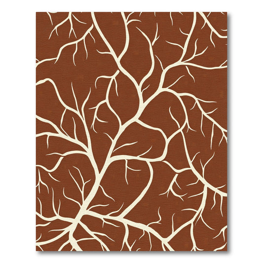 Brown Background White Branch Art Rug