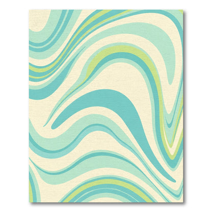 Aqua Teal Cream Swirl Wave Rug