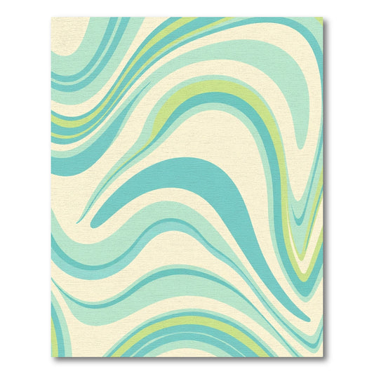 Aqua Teal Cream Swirl Wave Rug