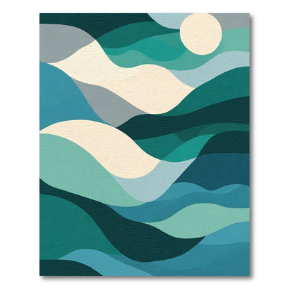 Abstract Teal Ocean Wave Landscape Rug