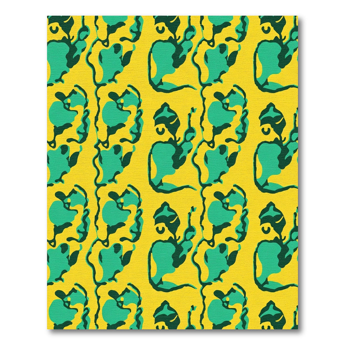 Yellow Green Abstract Human Face Rug