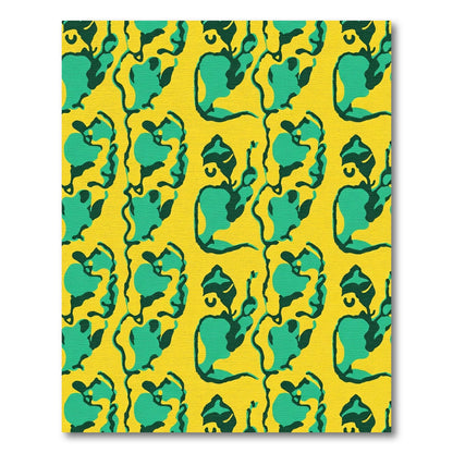 Yellow Green Abstract Human Face Rug