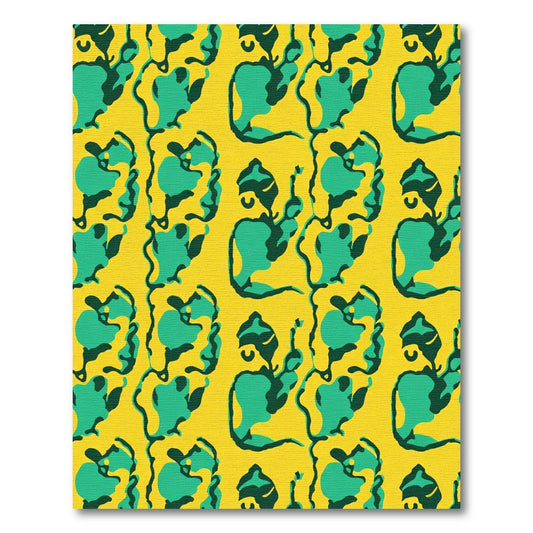 Yellow Green Abstract Human Face Rug