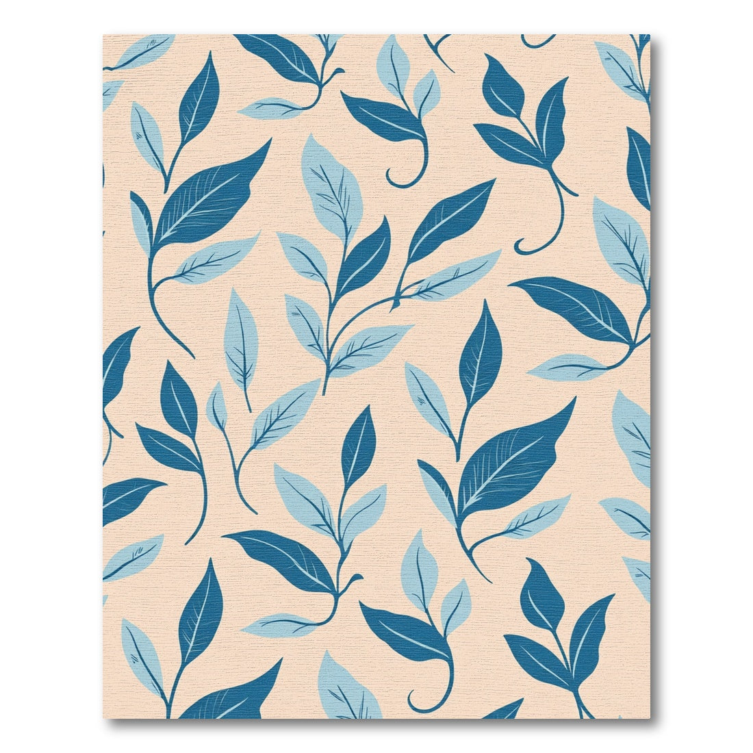 Navy Blue Leafy Branch Watercolor Rug