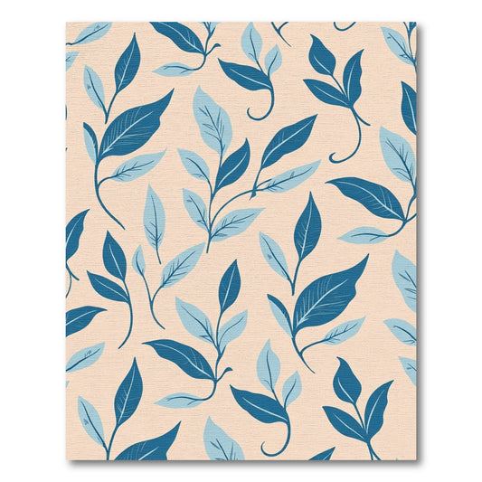 Navy Blue Leafy Branch Watercolor Rug