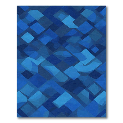 Deep Blue Geometric Tessellation Rug