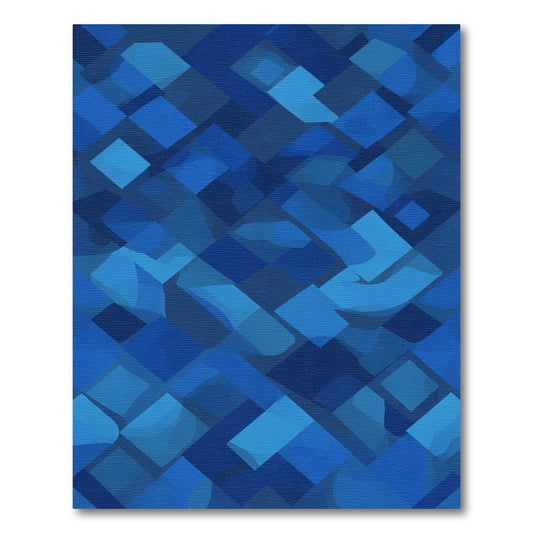 Deep Blue Geometric Tessellation Rug
