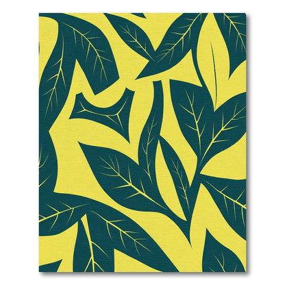 Teal Dark Leafy Organic Yellow Rug