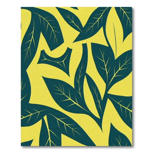 Teal Dark Leafy Organic Yellow Rug