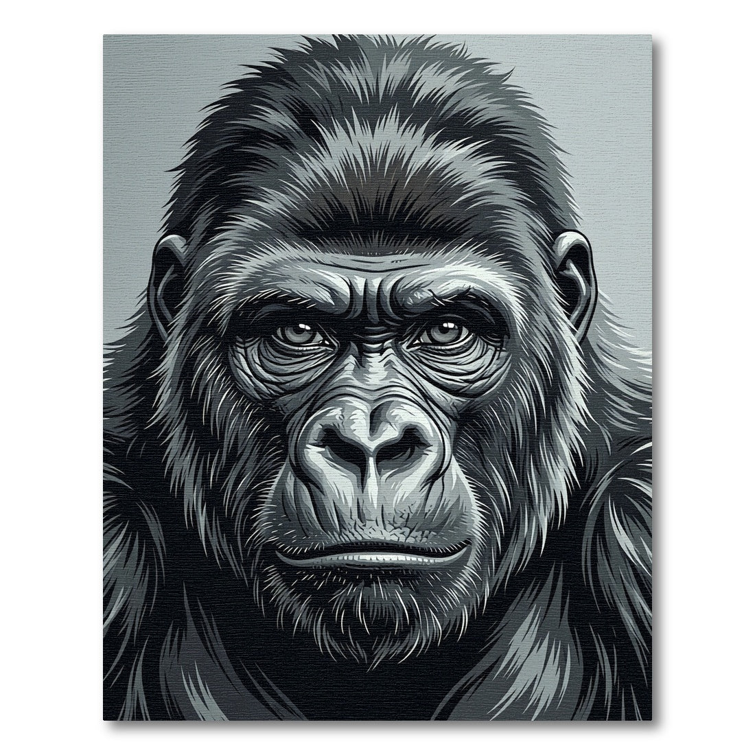 Intense Silver Gorilla Portrait Rug
