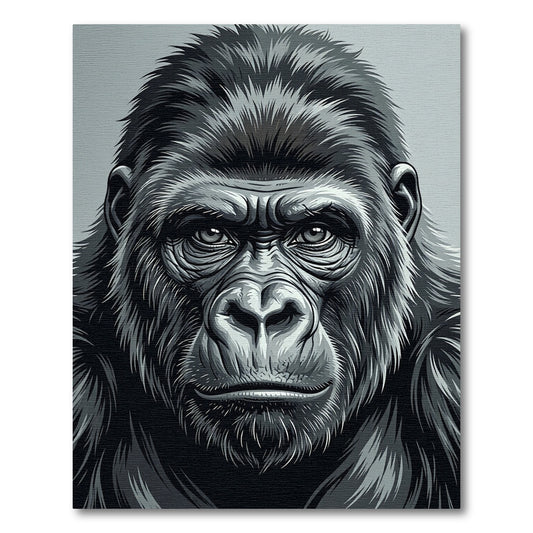 Intense Silver Gorilla Portrait Rug