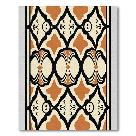 Cream Black Brown Art Deco Arch Rug