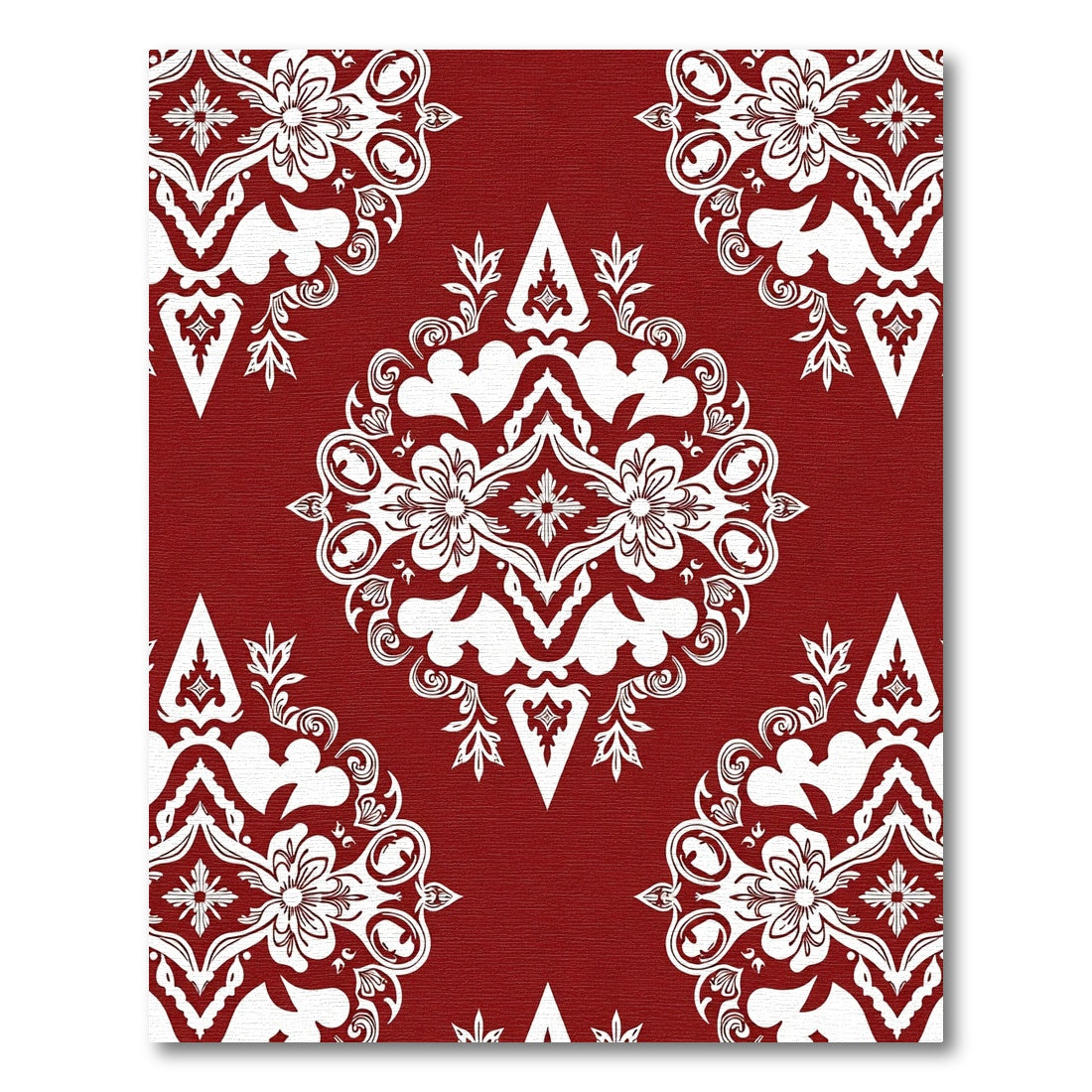 Crimson White Intricate Floral Medallion Rug