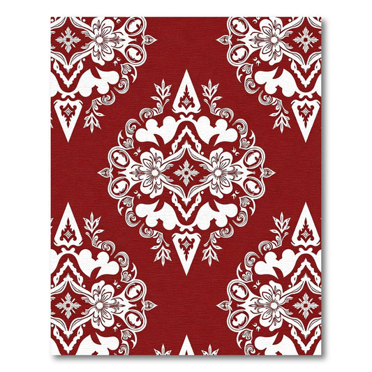 Crimson White Intricate Floral Medallion Rug