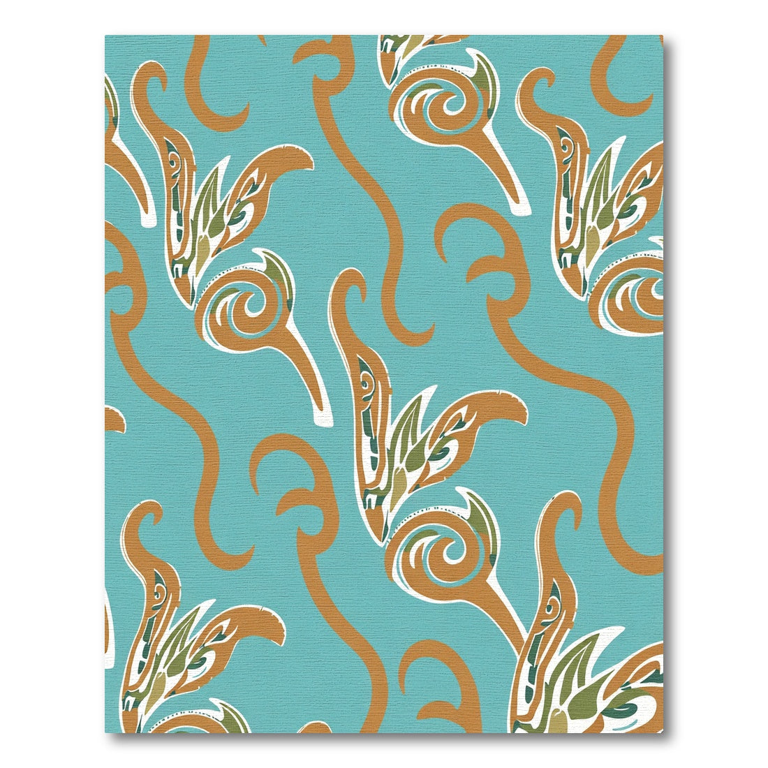 Teal White Gold Tribal Scroll Rug