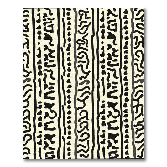 Bold Black Stripe Eclectic Composition Rug
