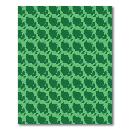 Emerald Green Abstract Block Repeat Rug
