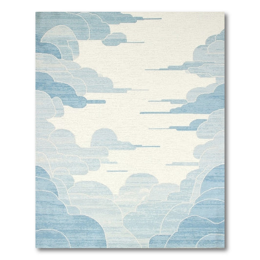 Blue and White Fluffy Clouds Rug