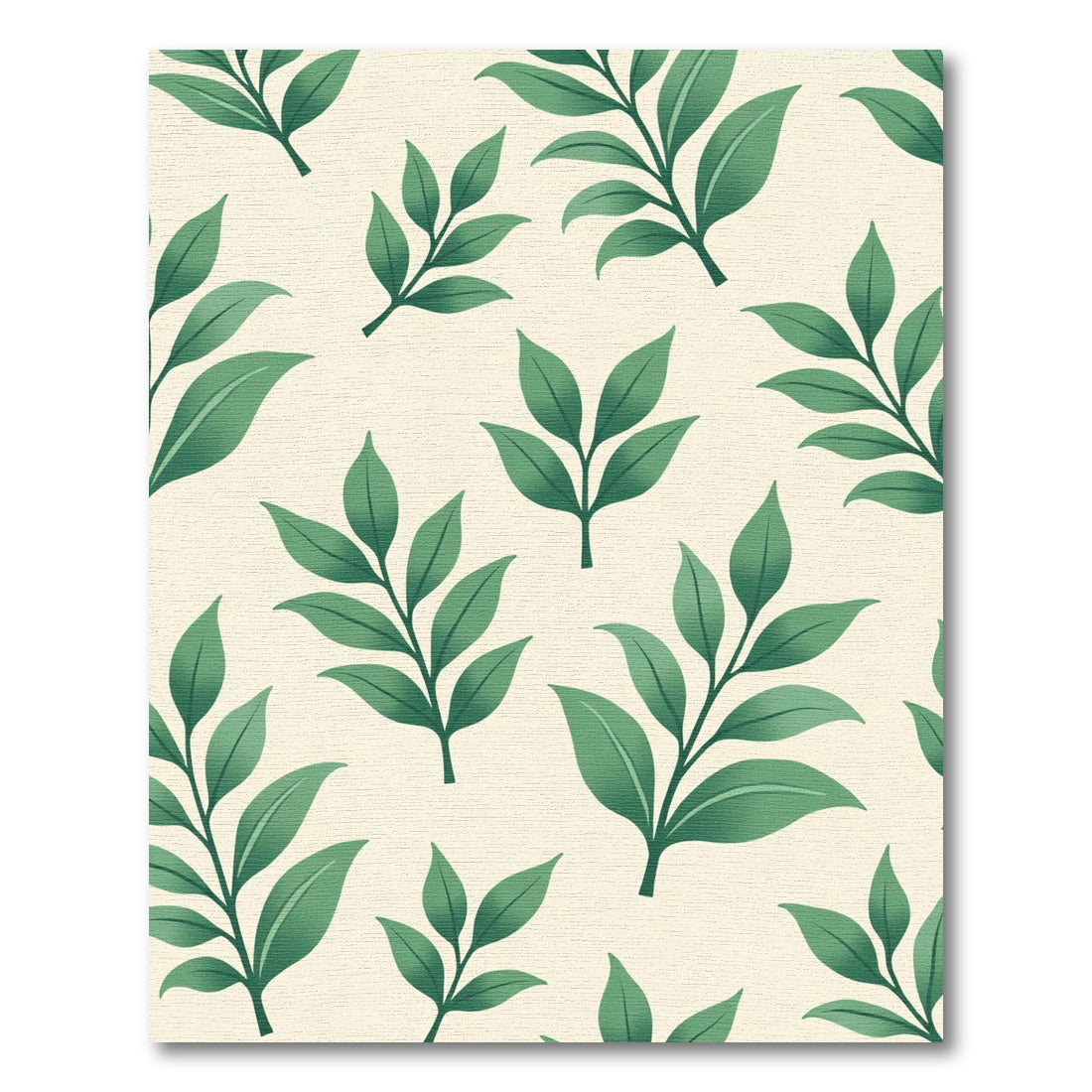 Green Leafy Branches Cream Background Rug