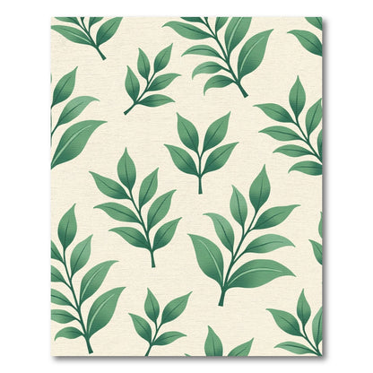 Green Leafy Branches Cream Background Rug