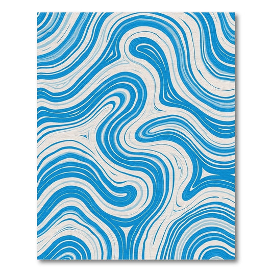 Blue Cream Swirl Flow Rug