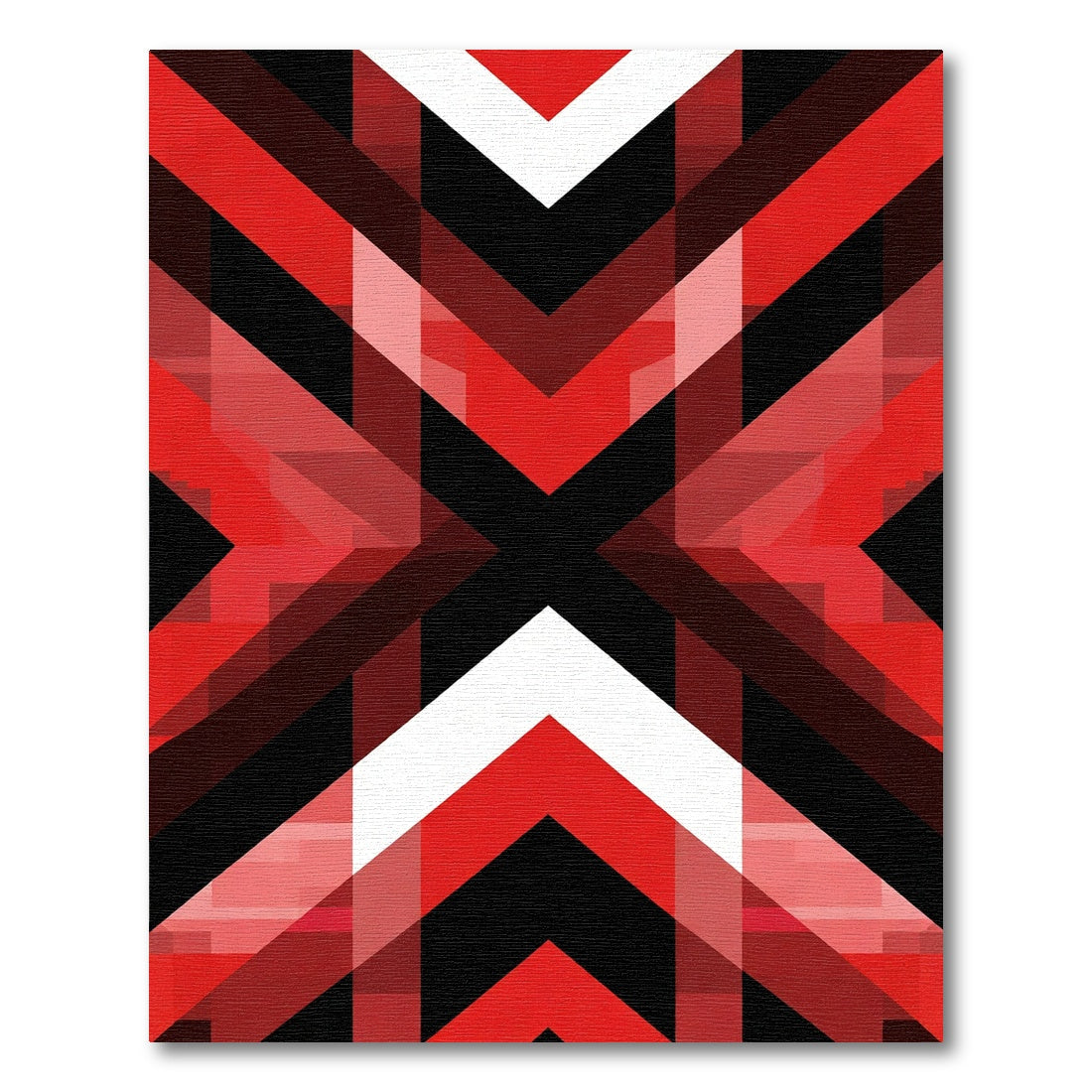 Bold Red Geometric Chevron Overlay Rug