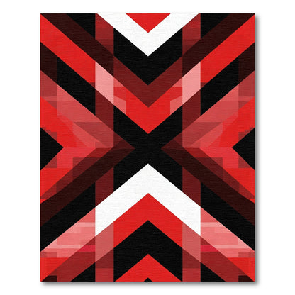 Bold Red Geometric Chevron Overlay Rug