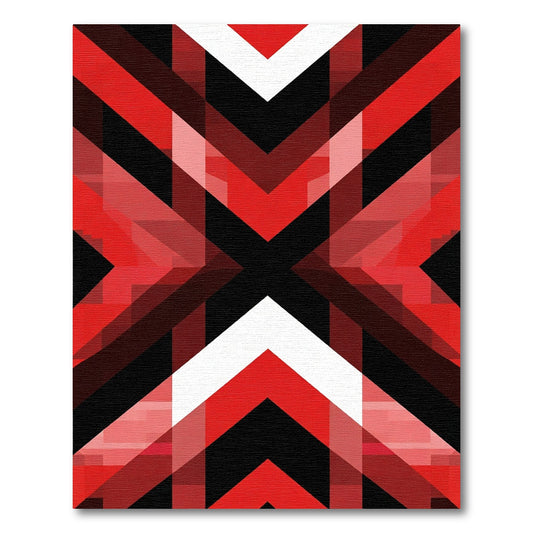 Bold Red Geometric Chevron Overlay Rug