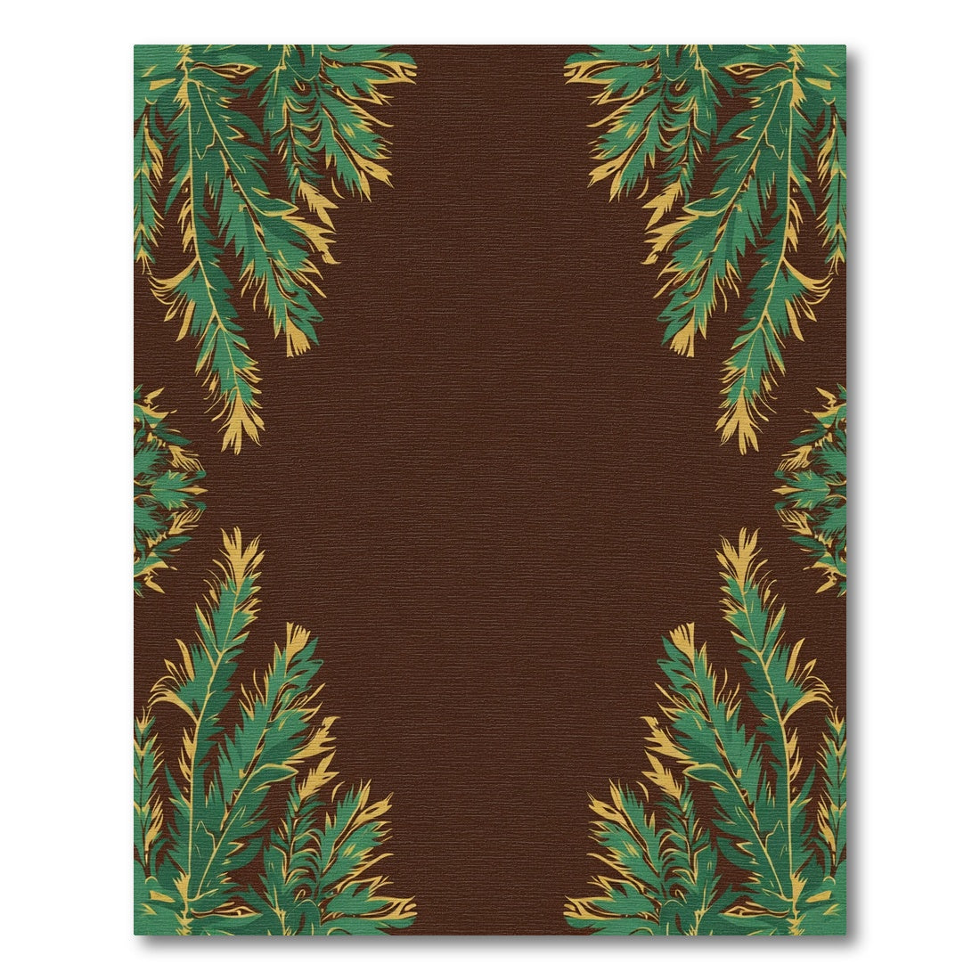 Dark Green Pine Branch Border Rug