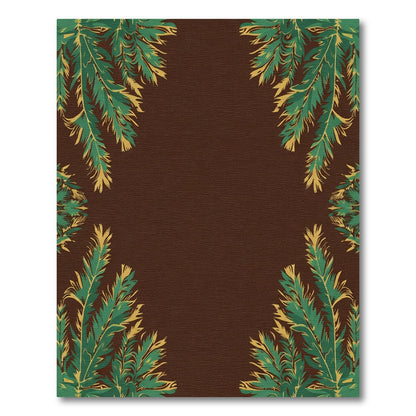 Dark Green Pine Branch Border Rug