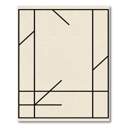 Minimalist Beige Abstract Geometric Lines Rug