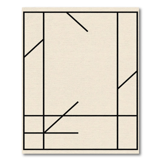 Minimalist Beige Abstract Geometric Lines Rug