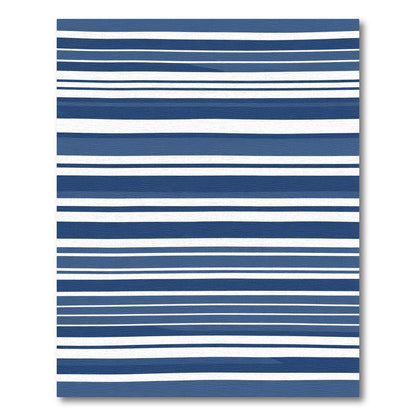 Navy Blue White Horizontal Stripe Rug