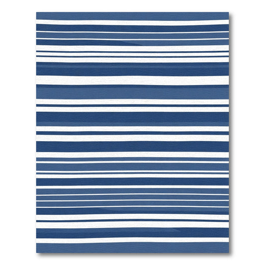 Navy Blue White Horizontal Stripe Rug