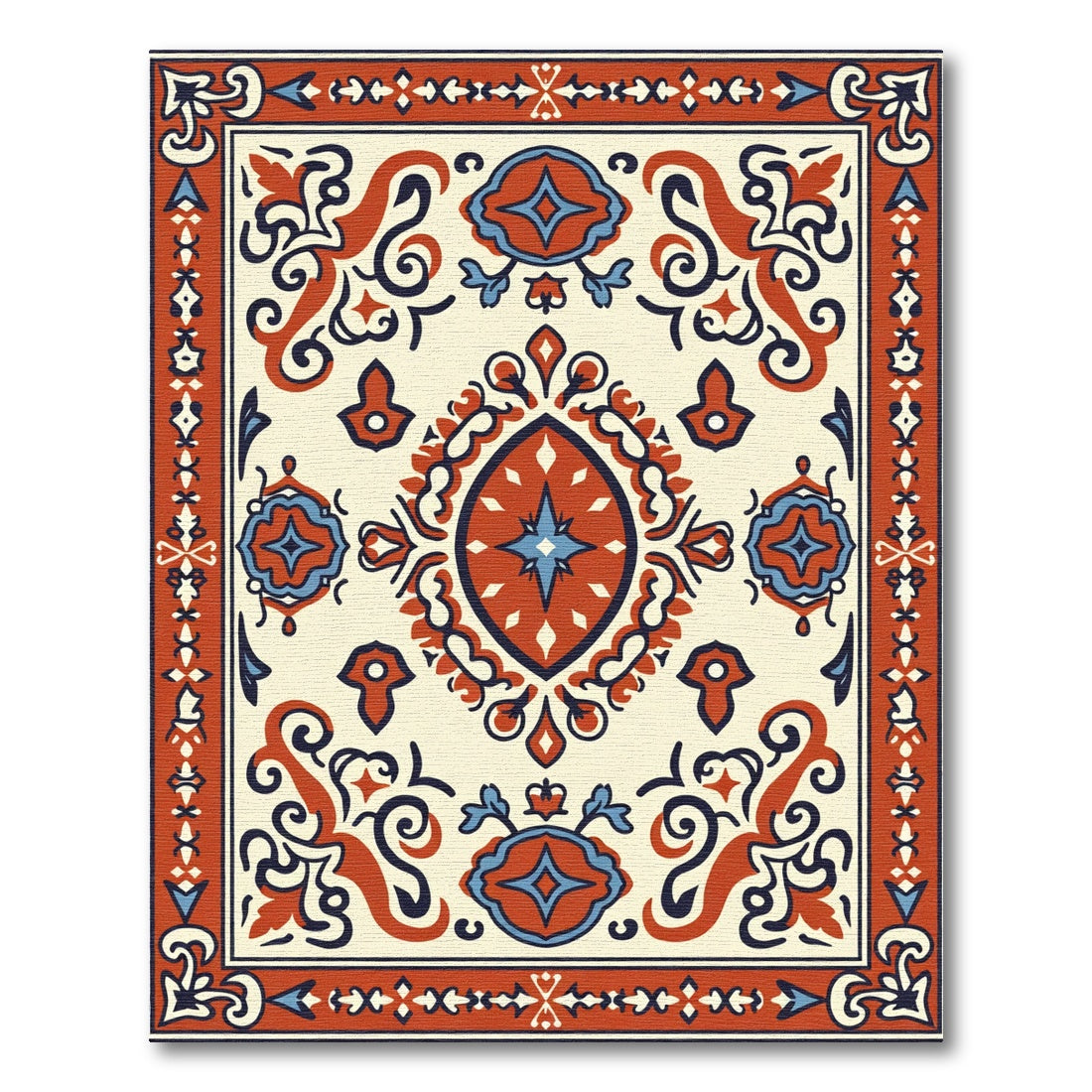 Crimson Blue Tribal Medallion Area Rug