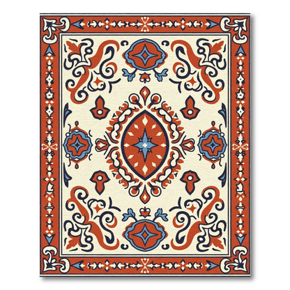 Crimson Blue Tribal Medallion Area Rug
